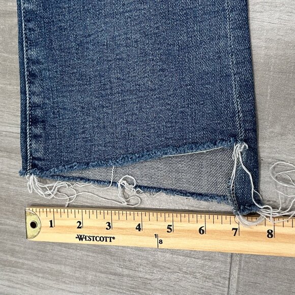 Mother The Insider Crop Step Fray Jeans in Reckless On A Shiny White Vespa Sz 25 - Picture 14 of 16